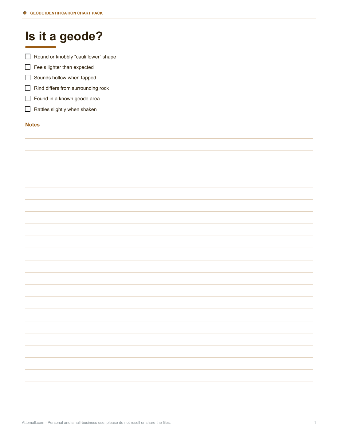 Preview of the first page of Is it a geode? checklist