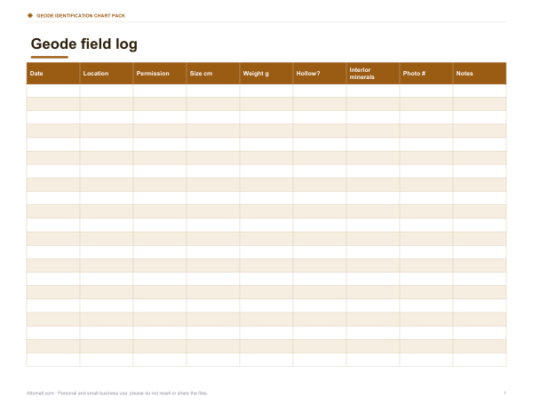 Preview of Printable Geode Field Log